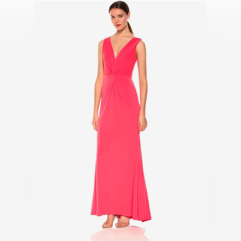 Calvin Klein Sleeveless V Neck Gown With Twist Knot Front Dress size 16